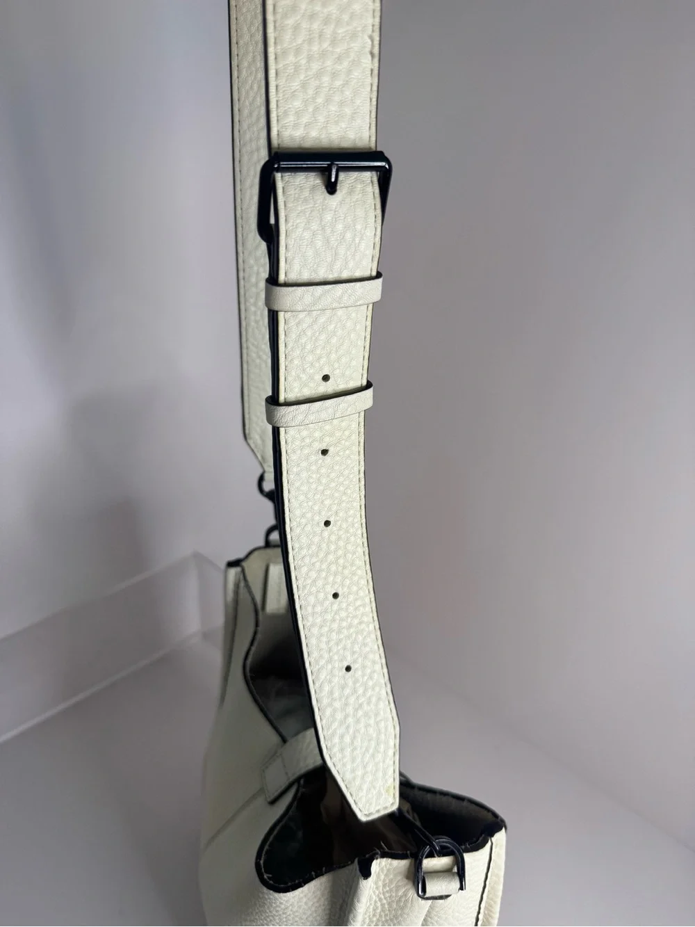 #381 Rebecca Minkoff Unlined Pebbled Leather Studded Feed Shoulder Crossbody Bag